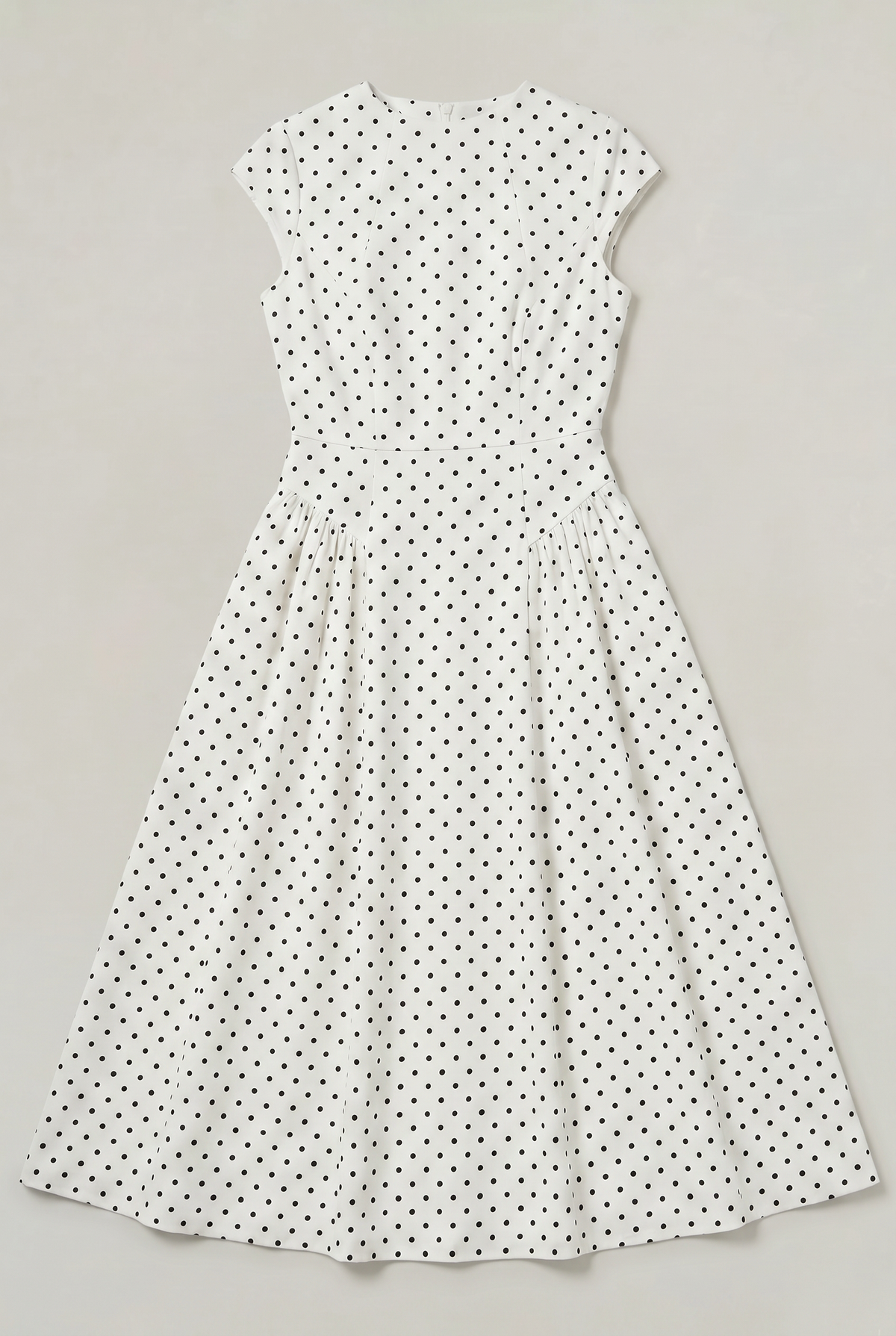 Women’s Polka Dot Maxi Dress with Round Neck and A Line Silhouette