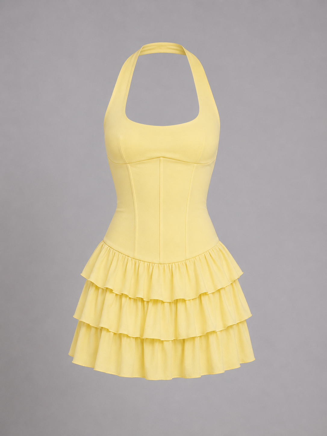 Women’s Halter Ruffle Mini Dress – Corset Fit Summer Style