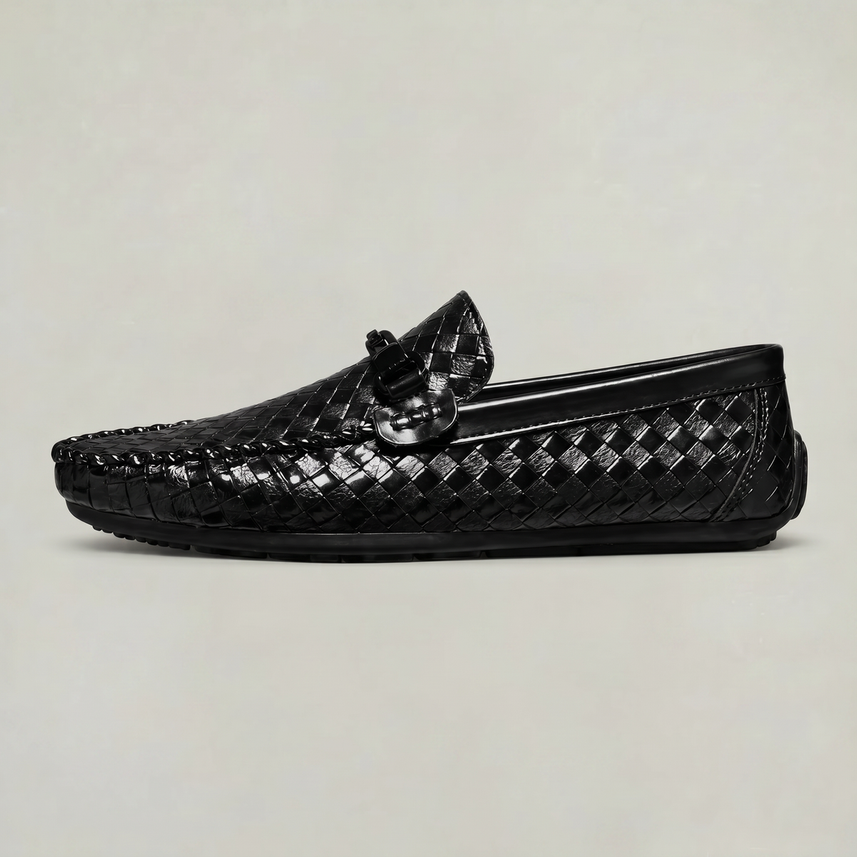 Men's Woven Leather Slip-On Driving Loafers