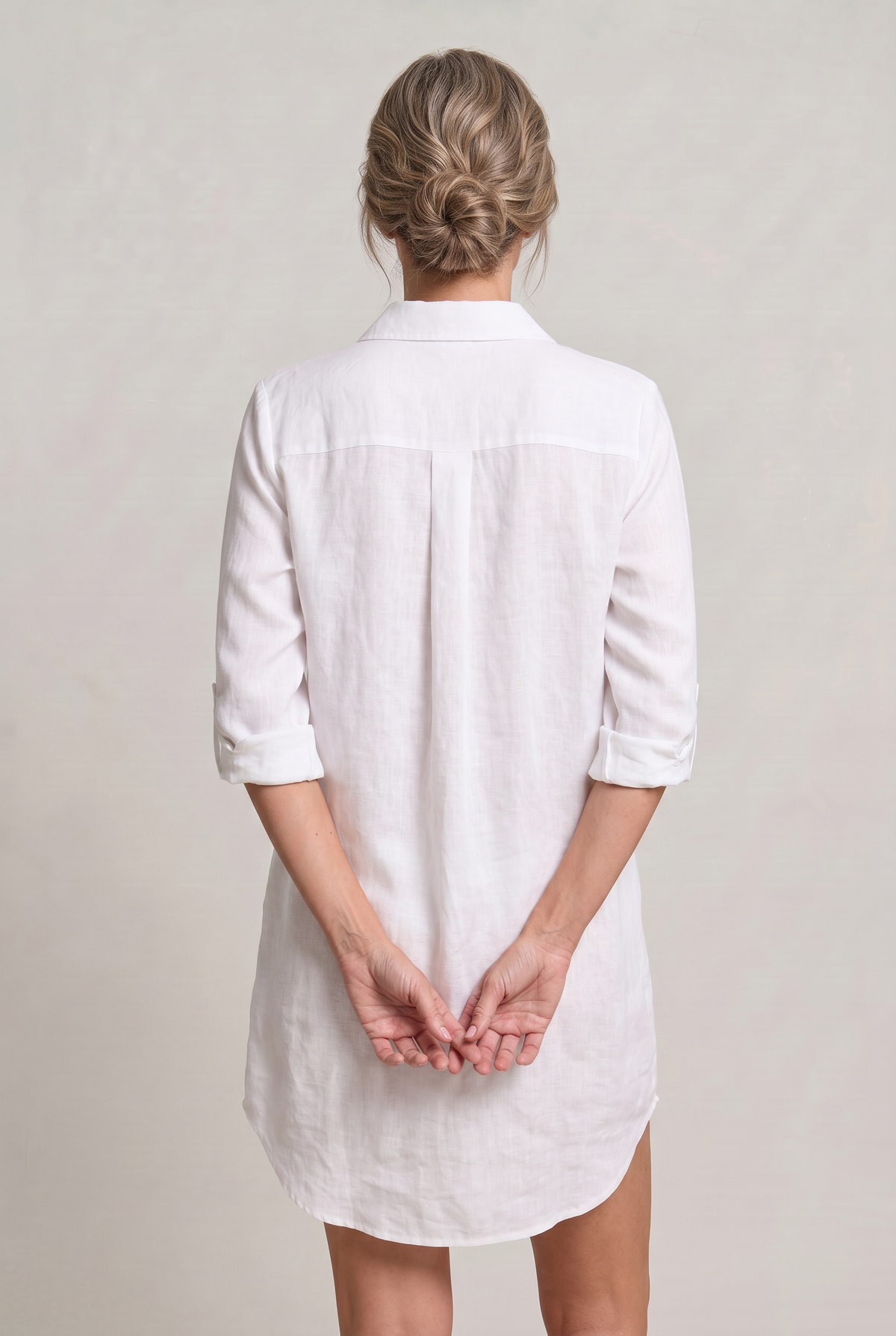 Women's Oversized Button Down Linen Shirt Dress