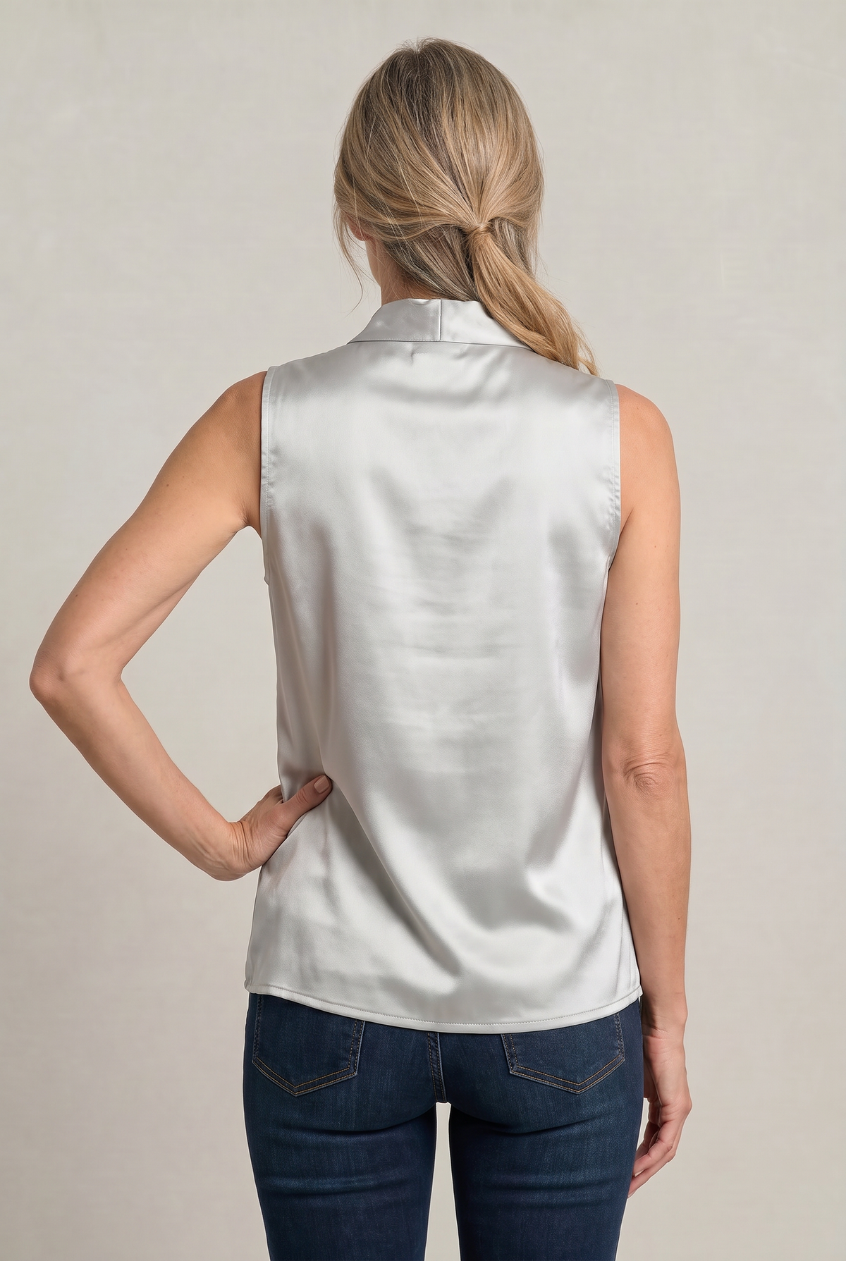 Women's Cowl Neck Sleeveless Cami Top - Draped Front