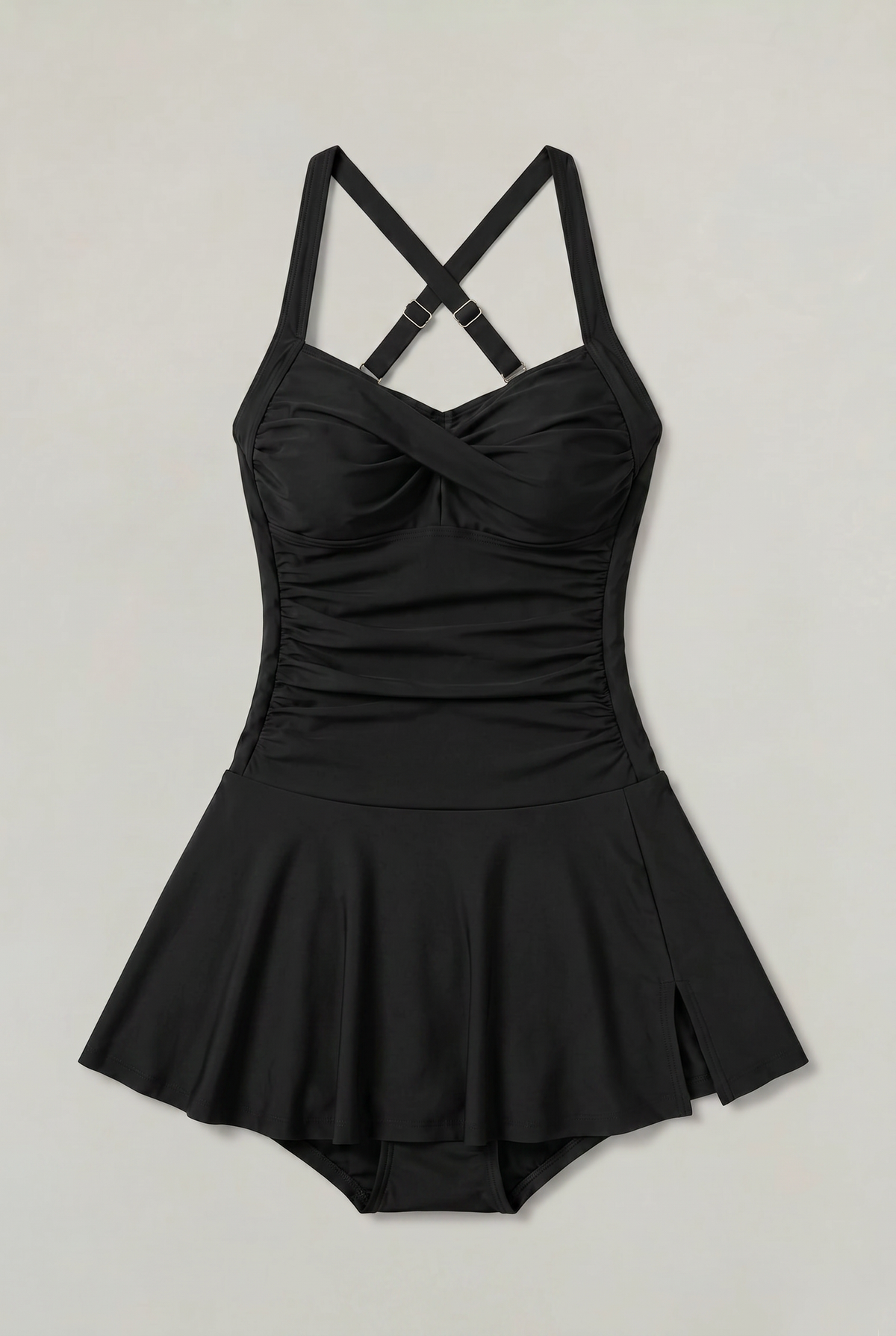 Women’s One-Piece Swimsuit with Sweetheart Neckline and Skirt