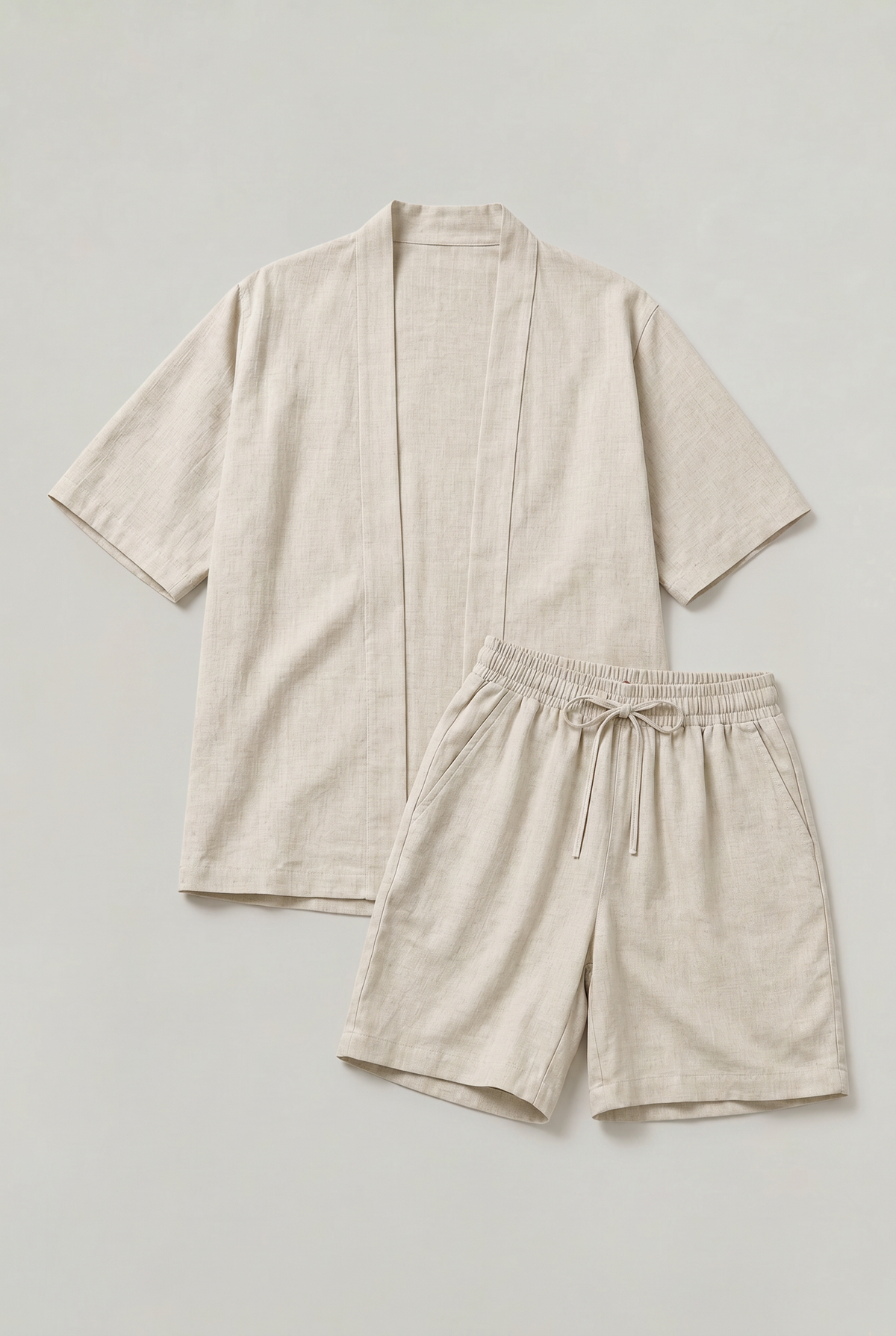 Women's Linen Cardigan and Shorts Two Piece Set