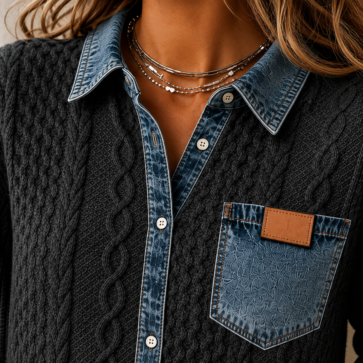 Oriana Denim Trim Shirt
