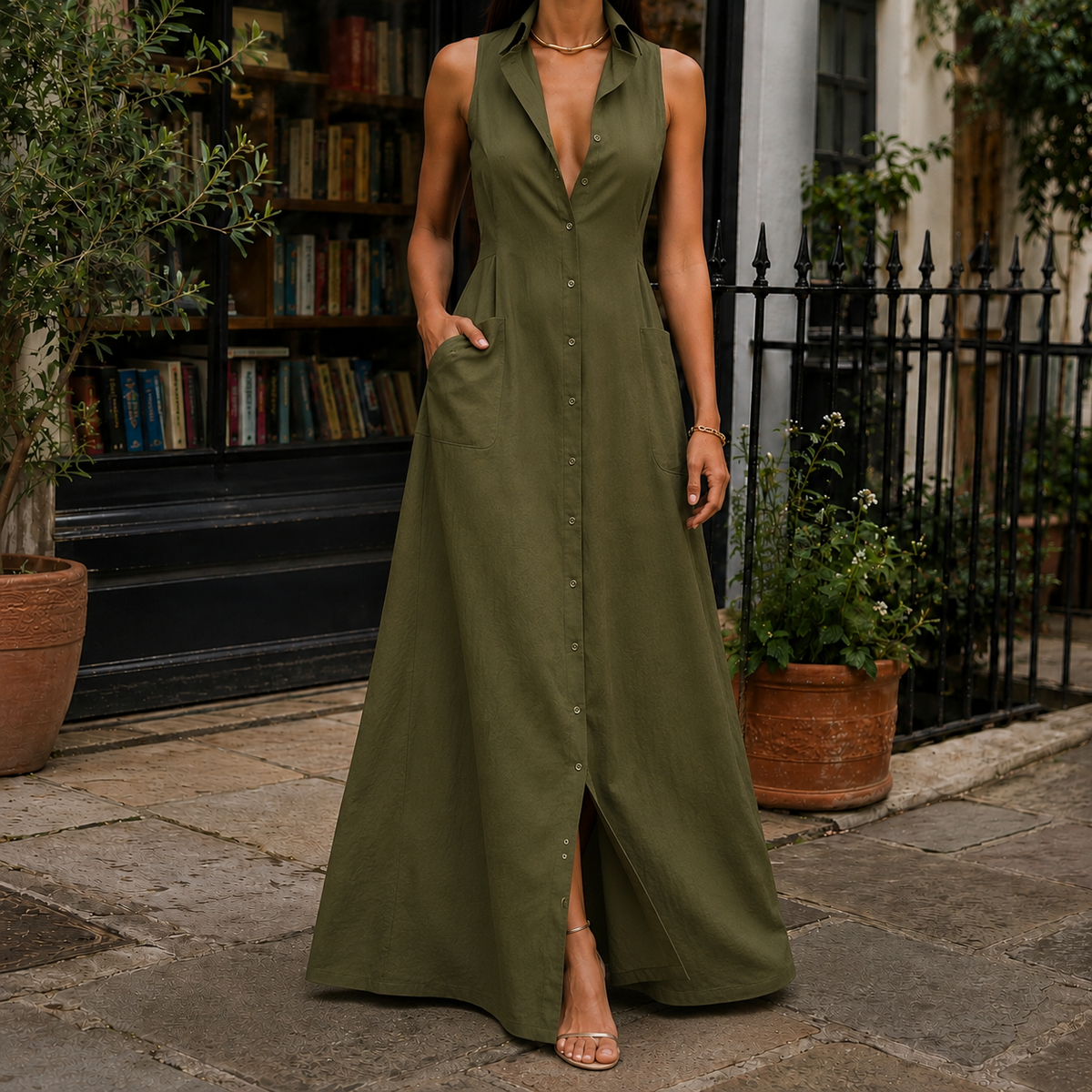 Chiara Sleeveless Shirt Dress