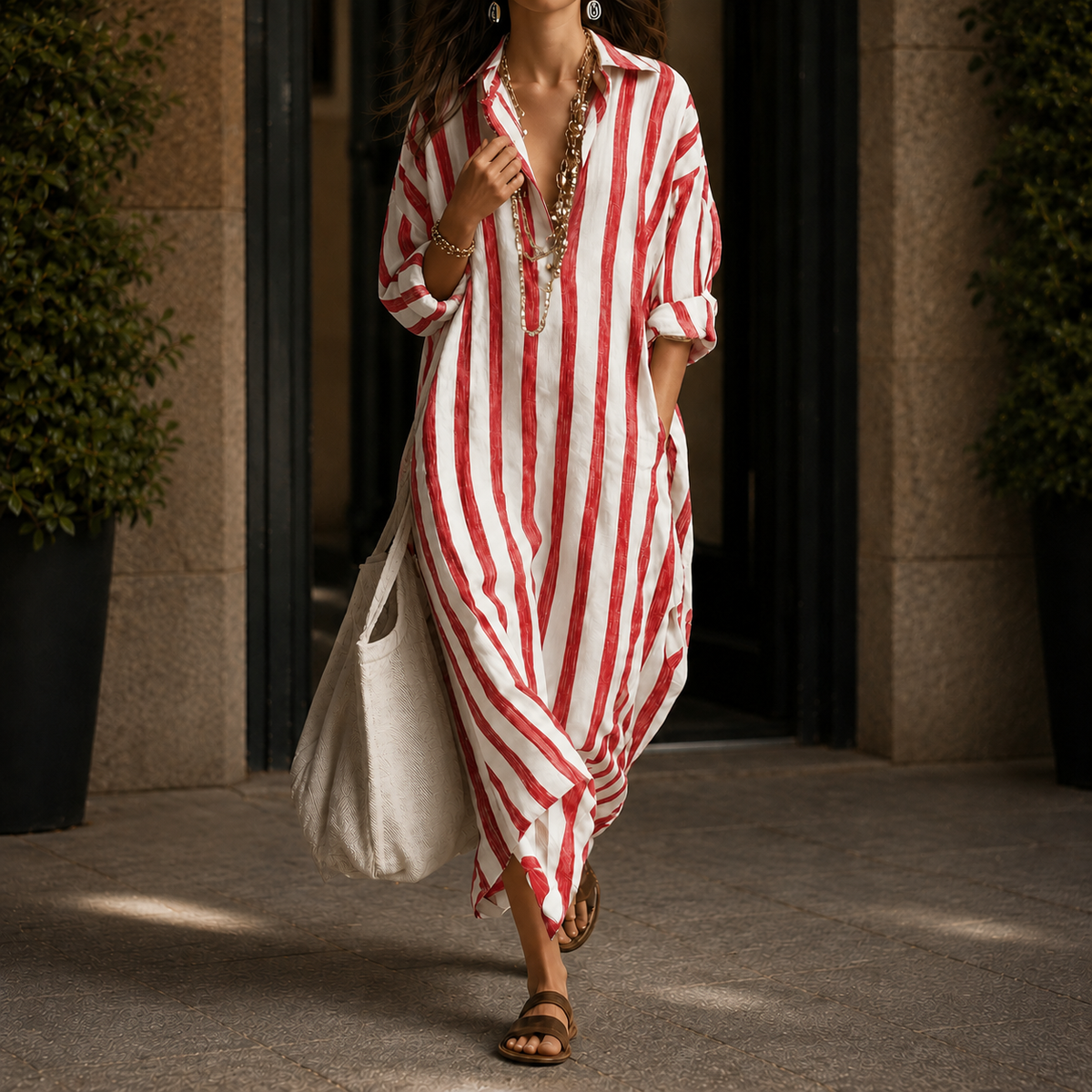 Adele Striped Shirt Dress